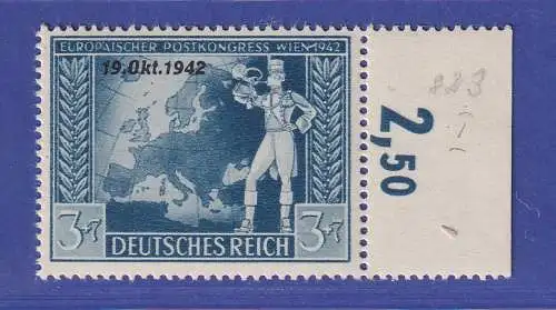 Dt. Reich 1942 Europäischer Postverein Mi.-Nr. 823 I WIEM Seitenrandstück **
