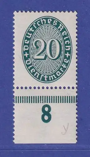 Dt. Reich 1927/33 Dienstmarke 20 Pf  Mi.-Nr. 119 Y Unterrandstück ungebraucht *
