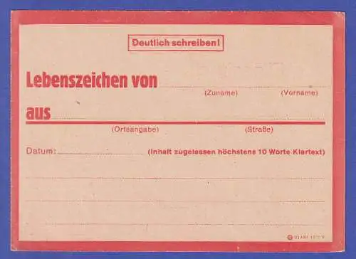 Dt. Reich Unbenutzte Karte Lebenszeichen Benachrichtigung nach Luftangriffen