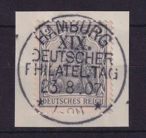 Dt. Reich 1905 Germania Friedensdruck Mi-Nr. 83 I m. So.-O HAMBURG a. Briefstück