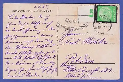 Dt. Reich 1935 Hindenburg 5 Pf  Mi-Nr. 549 POR auf Bildpostkarte O POTSDAM