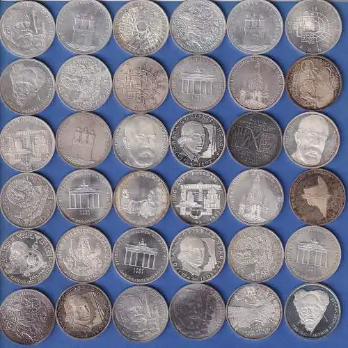 Konvolut 36 Stück Bundesrepublik 10DM-Silber-Gedenkmünzen 1987-1997