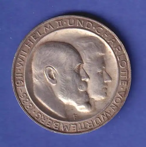 Württemberg Silber-Gedenkmünze 3 Mark Wilhelm II. und Charlotte 1911 vz