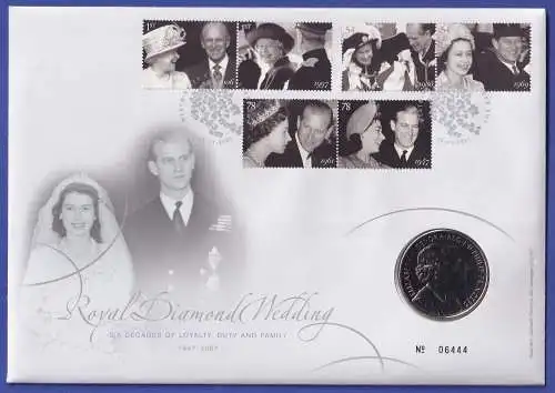 Großbritannien Coin-FDC 2007 Royal Wedding Mi-Nr. 2574-2579 mit 5-Pfund-Münze