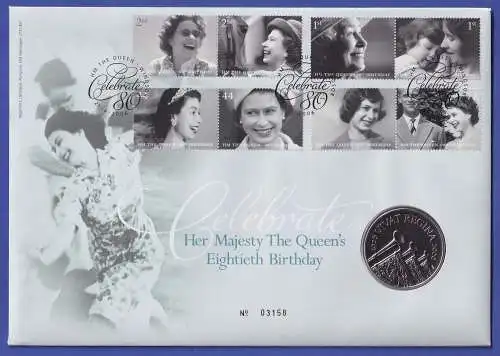 Großbritannien Coin-FDC 2006 Queen's Birthday Mi-Nr. 2400-2407 mit 5-Pfund-Münze