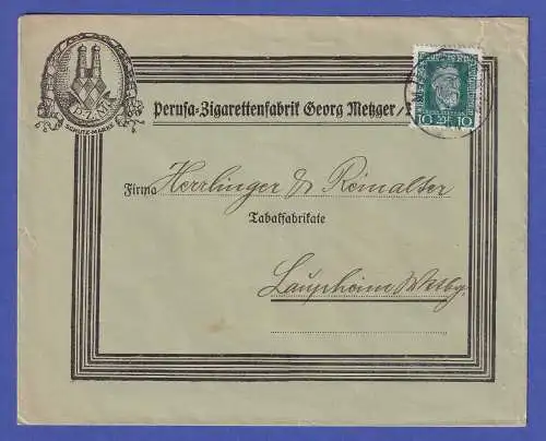 Dt. Reich 1924 Weltpostverein 10 Pf Mi.-Nr. 368 als EF auf Brief O MÜNCHEN