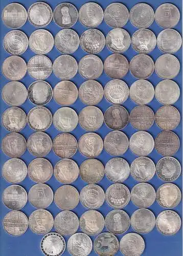 Anlagelot 67 Stück Bundesrepublik 5DM-Silber-Gedenkmünzen