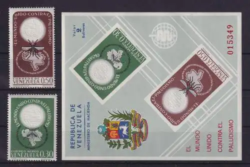 Venezuela 1962 Kampf gegen die Malaria Mi.-Nr. 1479-1480 A und Block 10 **