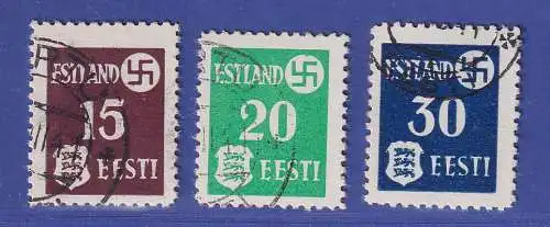 Dt. Besetzung 2. WK Estland 1941 Landespost  Mi.-Nr. 1-3x gestempelt
