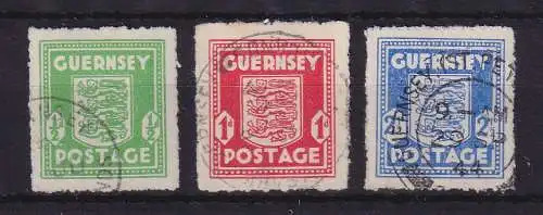 Dt. Besetzung 2.Weltkrieg Guernsey Wappen  Mi.-Nr. 1-3 Satz kpl. gestempelt