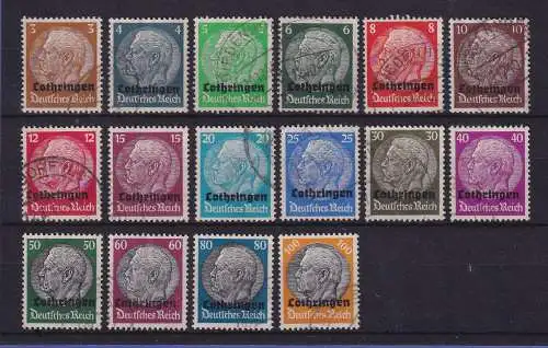 Dt. Besetzung 2. WK Lothringen 1940 Hindenburg-Satz Mi.-Nr 1-16 gestempelt