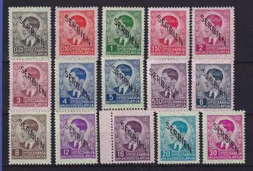 Dt. Besetzung 2.Weltkrieg Serbien Mi.-Nr. 1-15 Satz kpl. postfrisch **