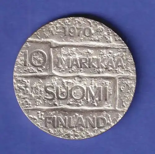 Finnland Silbermünze 10 Markkaa Präsident Paasikivi 1970 vz