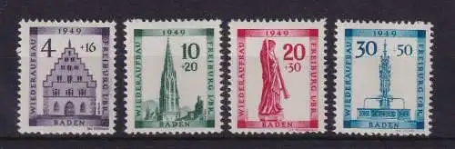 Französische Zone Baden 1949 Wiederaufbau Freiburg Mi.-Nr. 38-41A postfrisch **