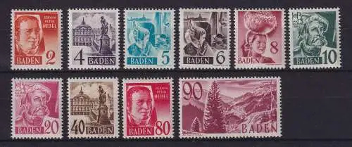 Französische Zone Baden 1948 Mi.-Nr. 28-37 Satz kpl. postfrisch **