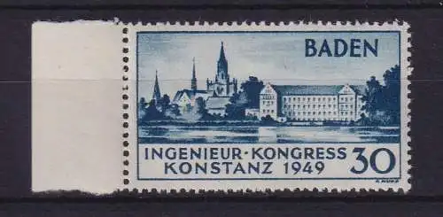 Französische Zone Baden 1949 Ingenieurkongress Mi.-Nr. 46 I postfrisch **