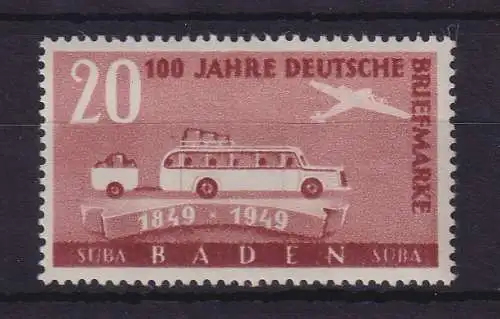 Französische Zone Baden 1949 Mi.-Nr. 55 Type II postfrisch **