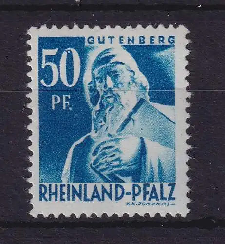 Französische Zone Rheinland-Pfalz 1948 Gutenberg Mi.-Nr. 26 Plattenfehler II **