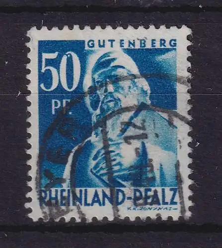 Französische Zone Rheinland-Pfalz 1948 Gutenberg Mi.-Nr. 26 Plattenfehler II O