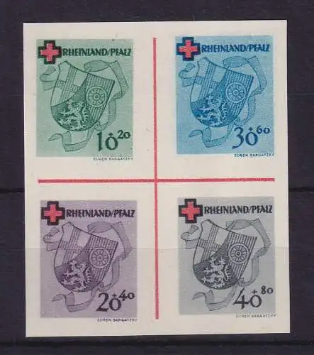 Französische Zone Rheinland-Pfalz 1949 Rotes Kreuz Mi.-Nr. 42-45B (*)