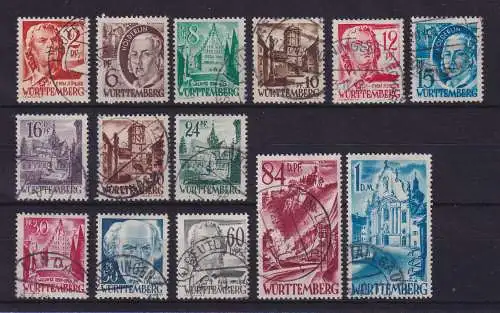Französische Zone Württemberg 1948 Mi.-Nr. 14-27 Satz kpl. gestempelt