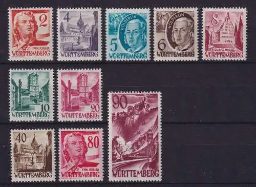 Französische Zone Württemberg 1948 Mi.-Nr. 28-37 Satz kpl. postfrisch **