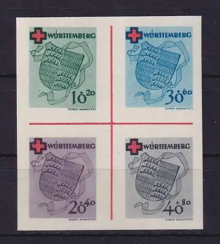 Französische Zone Württemberg 1949 Rotes Kreuz Mi.-Nr. 40-43B (*)