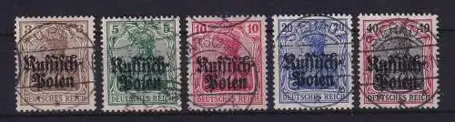 Dt. Besetzung 1. Weltkrieg Deutsche Post in Polen Mi.-Nr. 1-5 gestempelt