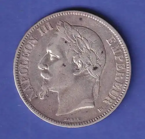 Frankreich Silbermünze 5 Francs Kaiser Napoleon III. 1867