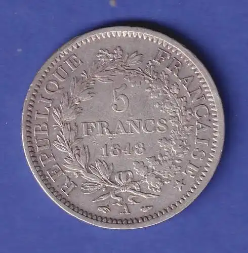 Frankreich Silbermünze 5 Francs Hercules-Gruppe 1848