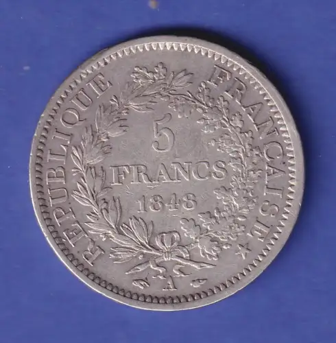Frankreich Silbermünze 5 Francs Hercules-Gruppe 1848