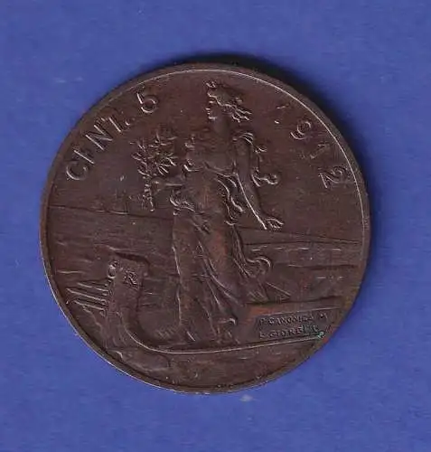 Italien Umlaufmünze 5 Centesimi Vittorio Emanuele III. 1912 ss