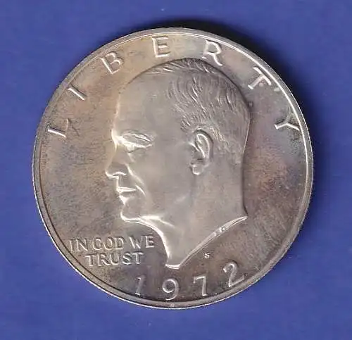 USA Silbermünze 1 Dollar Eisenhower Adler auf Mond 24,5g Ag400  1972 vz