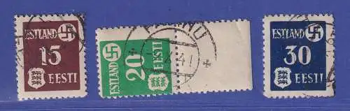 Dt. Besetzung 2. WK Estland 1941 Landespost  Mi.-Nr. 1-3y gestempelt