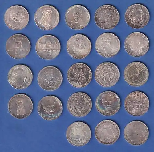 Sammlung 23 Stück verschiedene 5DM-Silber-Gedenkmünzen Bundesrepublik