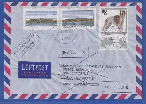 Bund Mi.-Nr.1836 Hund in MIF mit ATM auf Lp-Brief nach Frankreich, retour. 1996