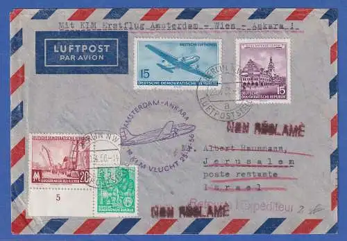 DDR 1956 Lp-Erstflugbrief gefl. mit KLM über Wien und Ankara nach Jerusalem