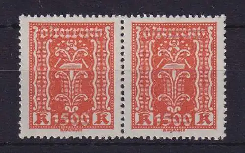 Österreich 1924 Hammer und Zange 1500 Kronen Mi.-Nr. 393 waag. Paar **