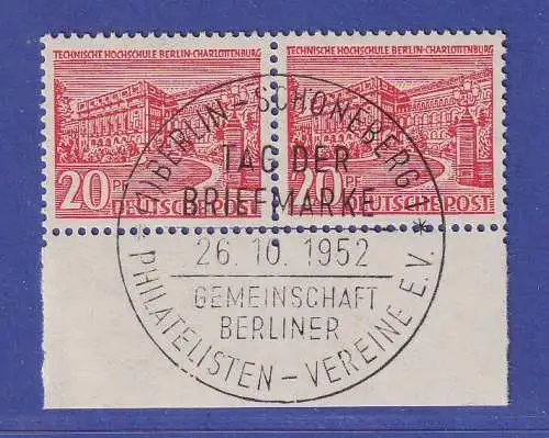 Berlin 1949 Bauten Techn. Hochschule 20 Pfg Mi.-Nr. 49 Unterrandpaar mit So.-O