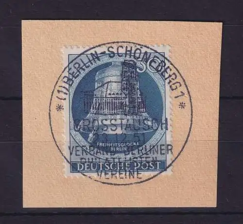 Berlin 1951 Glocke Klöppel links 30 Pfg Mi-Nr. 78 mit So.-O auf Briefstück