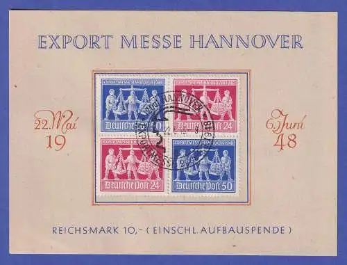 All. Besetzung 1948 Exportmesse Viererblock Mi.-Nr. V Zd 1 auf FDC mit So.-O