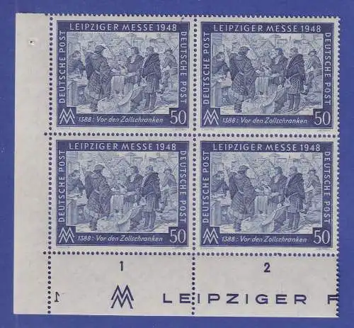 Alliierte Besetzung 1948 Mi.-Nr. 967 Eckrandviererblock mit Plattennummer 1 **