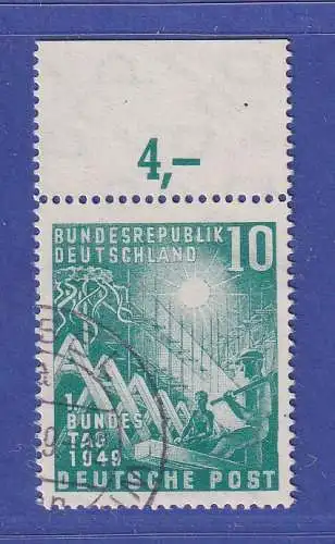 Bund 1949 Bundestag mit Plattenfehler Mi.-Nr. 111 IV Oberrandstück  gestempelt