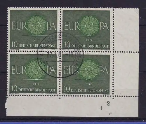 Bund 1960 Europa Cept  Mi.-Nr. 337 Eckrandviererblock UR mit Formnummer 2  O