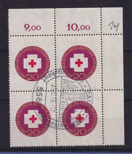 Bund 1963 Rotes Kreuz Mi.-Nr. 400 Eckrandviererblock OR mit So.-O DAUN