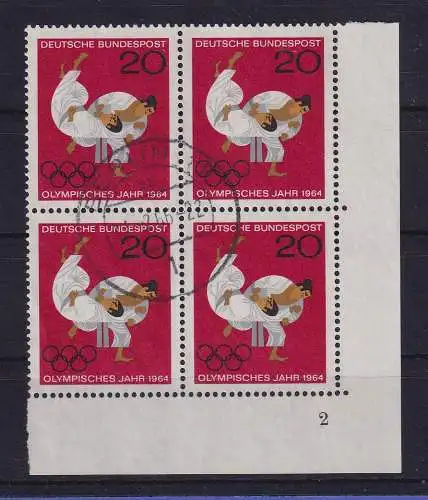 Bund 1964 Olympisches Jahr Mi.-Nr. 451 Eckrandviererblock UR mit Formnummer 2  O