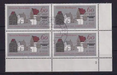 Bund 1981 Denkmalschutz Mi.-Nr. 1084 Eckrandviererblock UR mit Formnummer 2  O