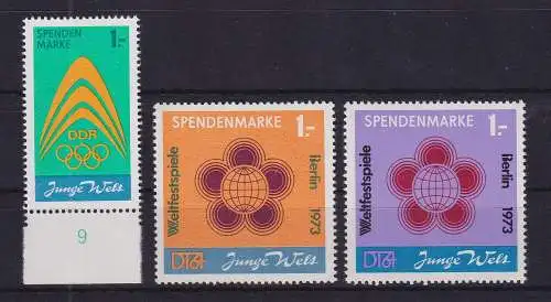 DDR 1971-73 Spendenmarken mit Frankaturwert Mi.-Nr. I und 1-2 postfrisch **