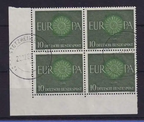 Bund 1960 Europa Cept  Mi.-Nr. 337 Eckrandviererblock UL  O STOTZHEIM