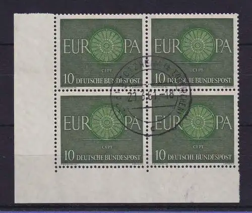 Bund 1960 Europa Cept Mi.-Nr. 337 Eckrandviererblock UL O STOTZHEIM